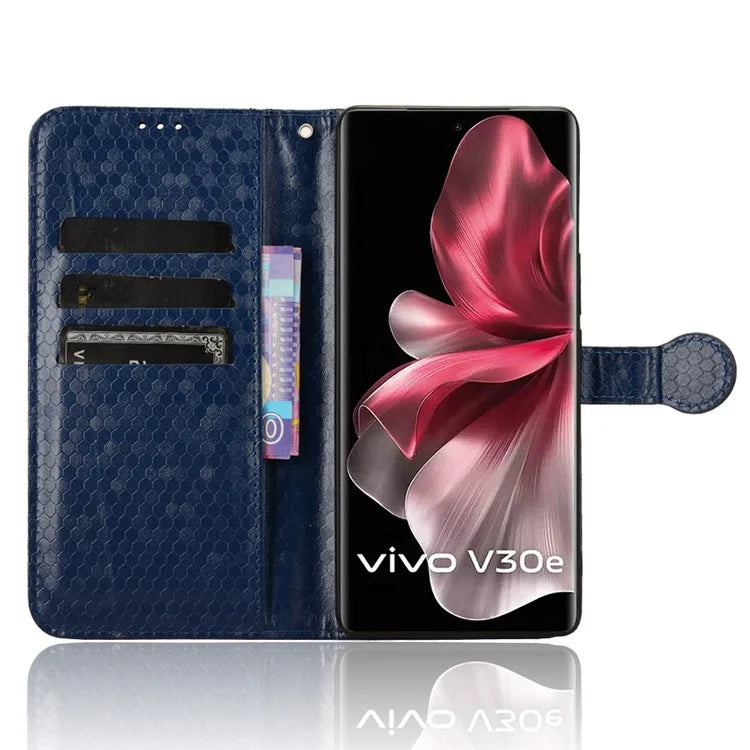 For vivo V30e 5G Case Shockproof Dot Imprinted PU Leather Flip Phone Wallet Cover