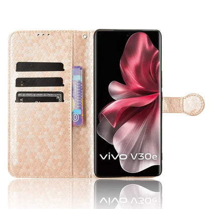 For vivo V30e 5G Case Shockproof Dot Imprinted PU Leather Flip Phone Wallet Cover