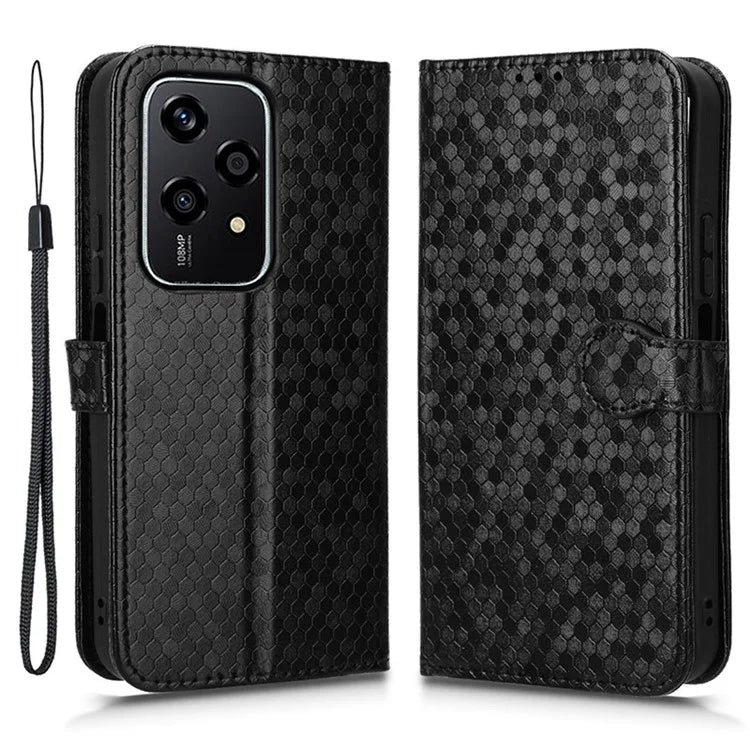 For Honor 200 Lite Wallet Card Slots Case Dot Imprinted Leather Phone Cover
