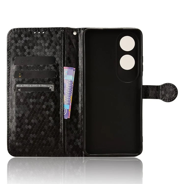 For Oppo A60 4G Cell Phone Case PU Leather Imprinted Shockproof Stand Cover