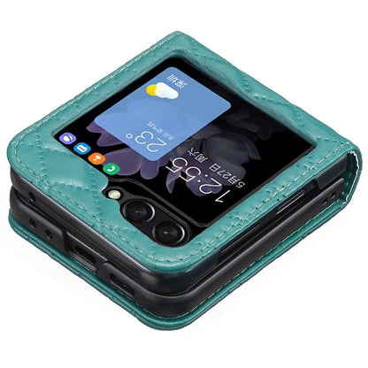 BINFEN COLOR For Samsung Galaxy Z Flip6 5G Case Rhombus PU Leather Folding Phone Cover