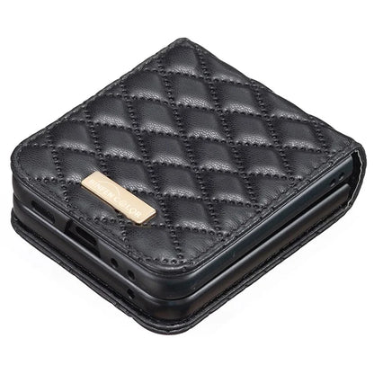BINFEN COLOR For Samsung Galaxy Z Flip6 5G Case Rhombus PU Leather Folding Phone Cover