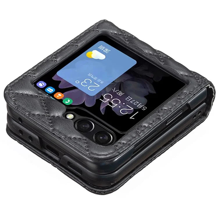 BINFEN COLOR For Samsung Galaxy Z Flip6 5G Case Rhombus PU Leather Folding Phone Cover