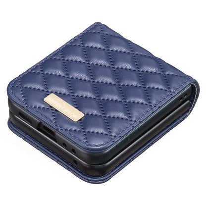 BINFEN COLOR For Samsung Galaxy Z Flip6 5G Case Rhombus PU Leather Folding Phone Cover