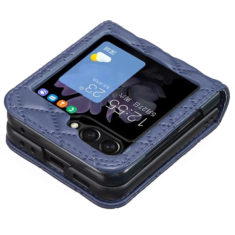 BINFEN COLOR For Samsung Galaxy Z Flip6 5G Case Rhombus PU Leather Folding Phone Cover