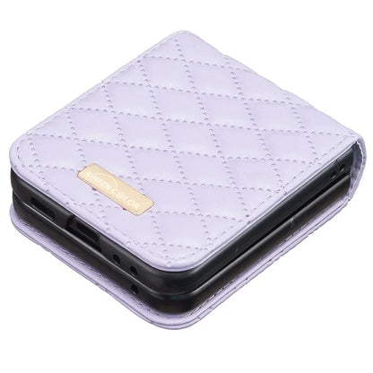 BINFEN COLOR For Samsung Galaxy Z Flip6 5G Case Rhombus PU Leather Folding Phone Cover