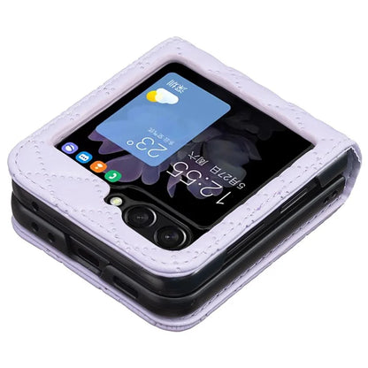 BINFEN COLOR For Samsung Galaxy Z Flip6 5G Case Rhombus PU Leather Folding Phone Cover