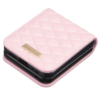 BINFEN COLOR For Samsung Galaxy Z Flip6 5G Case Rhombus PU Leather Folding Phone Cover