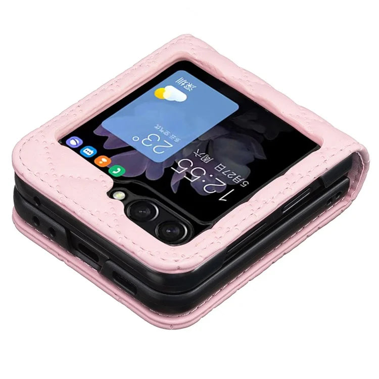 BINFEN COLOR For Samsung Galaxy Z Flip6 5G Case Rhombus PU Leather Folding Phone Cover