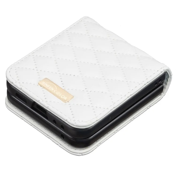 BINFEN COLOR For Samsung Galaxy Z Flip6 5G Case Rhombus PU Leather Folding Phone Cover