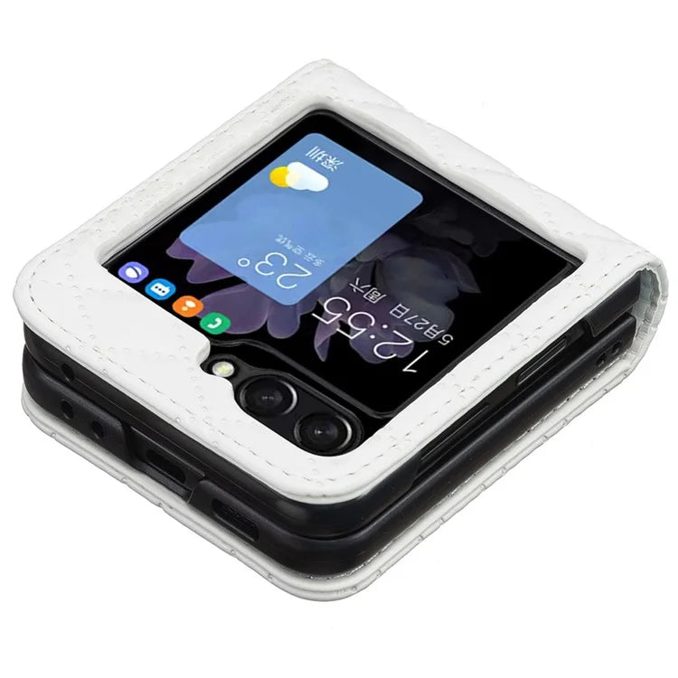 BINFEN COLOR For Samsung Galaxy Z Flip6 5G Case Rhombus PU Leather Folding Phone Cover