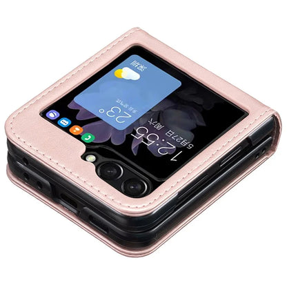 For Samsung Galaxy Z Flip6 5G Case Butterfly Pattern PU Leather + PC Anti-Scratch Phone Cover Gold