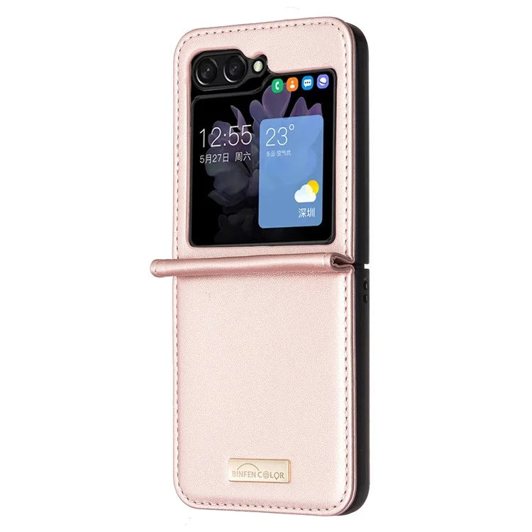BINFEN COLOR R20 For Samsung Galaxy Z Flip6 5G Case PU Leather+PC Phone Cover
