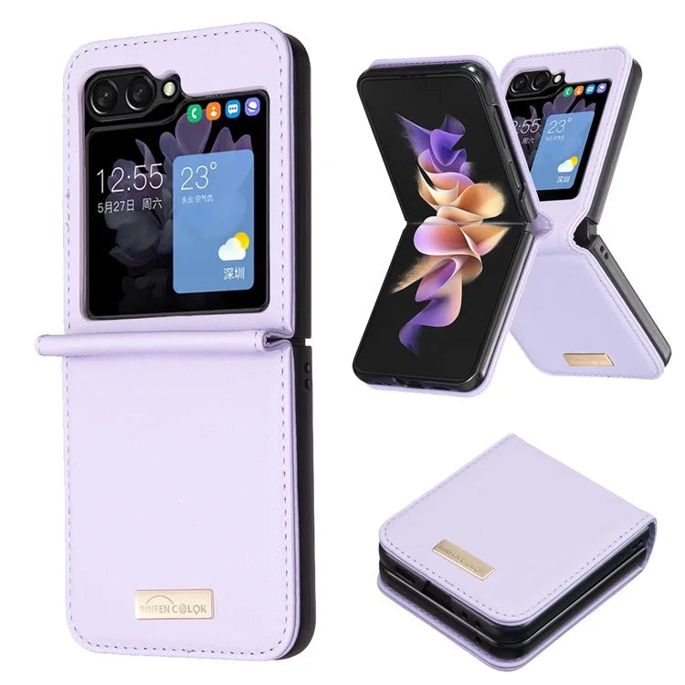 BINFEN COLOR R20 For Samsung Galaxy Z Flip6 5G Case PU Leather+PC Phone Cover