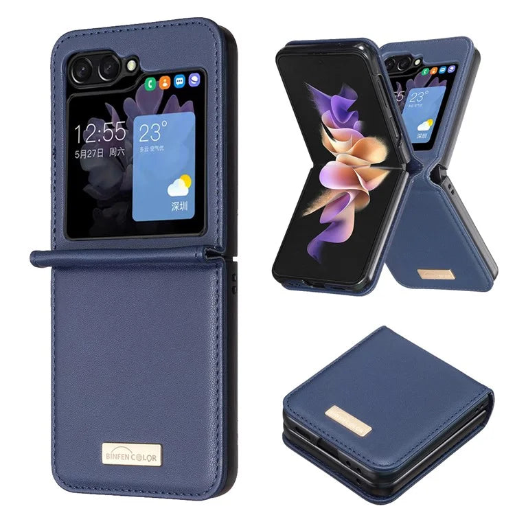 BINFEN COLOR R20 For Samsung Galaxy Z Flip6 5G Case PU Leather+PC Phone Cover