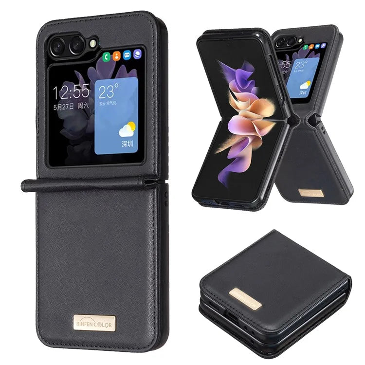 BINFEN COLOR R20 For Samsung Galaxy Z Flip6 5G Case PU Leather+PC Phone Cover