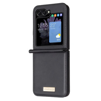 BINFEN COLOR R20 For Samsung Galaxy Z Flip6 5G Case PU Leather+PC Phone Cover