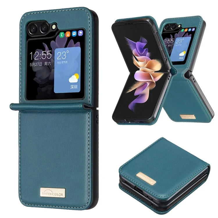 BINFEN COLOR R20 For Samsung Galaxy Z Flip6 5G Case PU Leather+PC Phone Cover