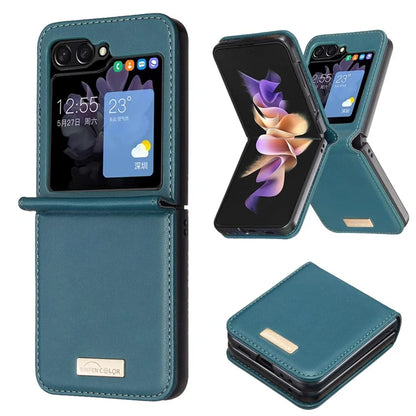 BINFEN COLOR R20 For Samsung Galaxy Z Flip6 5G Case PU Leather+PC Phone Cover