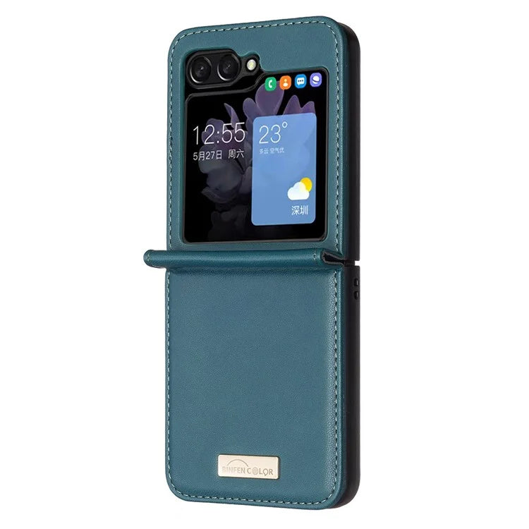 BINFEN COLOR R20 For Samsung Galaxy Z Flip6 5G Case PU Leather+PC Phone Cover