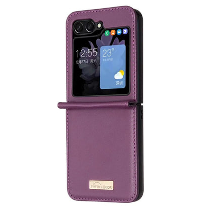 BINFEN COLOR R20 For Samsung Galaxy Z Flip6 5G Case PU Leather+PC Phone Cover