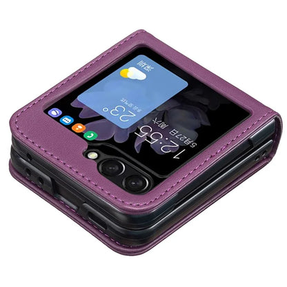BINFEN COLOR R20 For Samsung Galaxy Z Flip6 5G Case PU Leather+PC Phone Cover