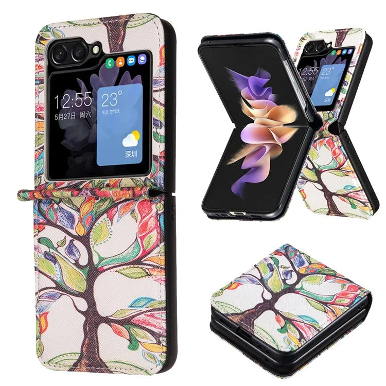 For Samsung Galaxy Z Flip6 5G Case Pattern Print PU Leather Phone Shell