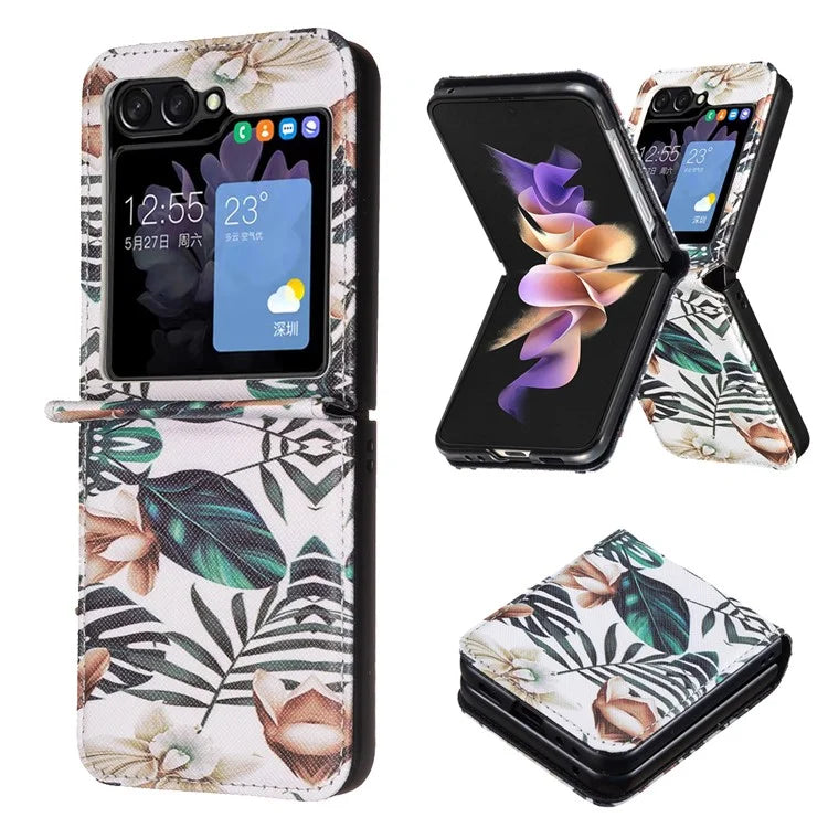 For Samsung Galaxy Z Flip6 5G Case Pattern Print PU Leather Phone Shell