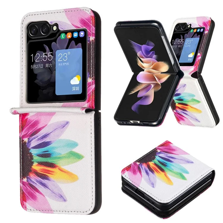 For Samsung Galaxy Z Flip6 5G Case Pattern Print PU Leather Phone Shell