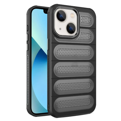 For iPhone 14 Case Mesh Breathable PC+TPU Translucent Matte Back Phone Cover
