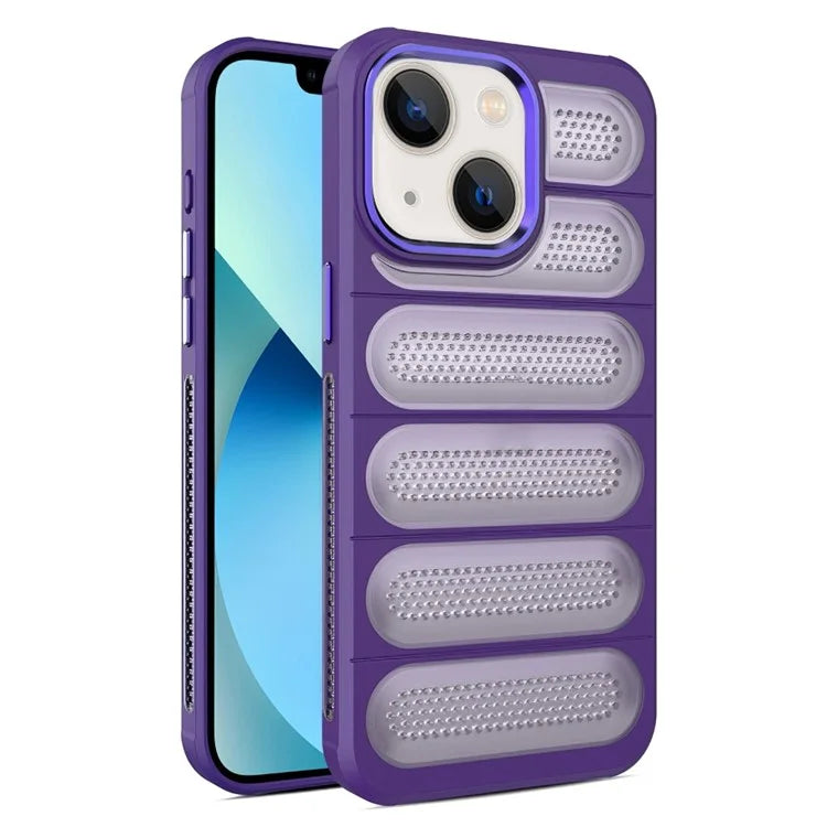 For iPhone 14 Case Mesh Breathable PC+TPU Translucent Matte Back Phone Cover
