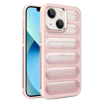 For iPhone 14 Case Mesh Breathable PC+TPU Translucent Matte Back Phone Cover