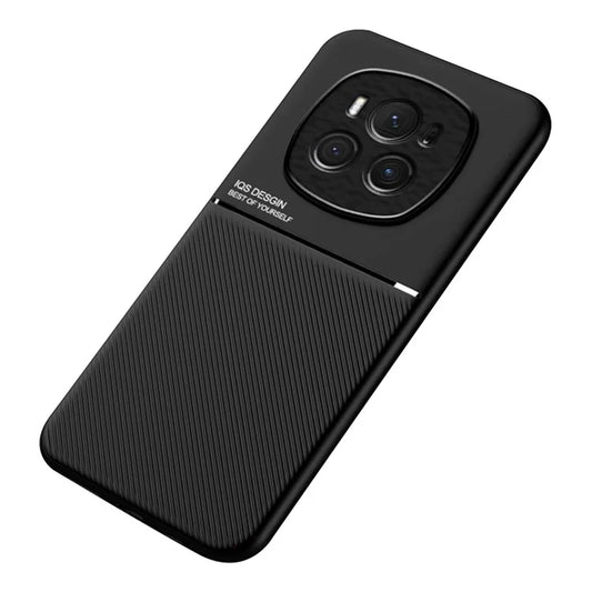 For Honor Magic6 5G Case Leather Back Phone Cover with Magnetic Holder Metal Sheet