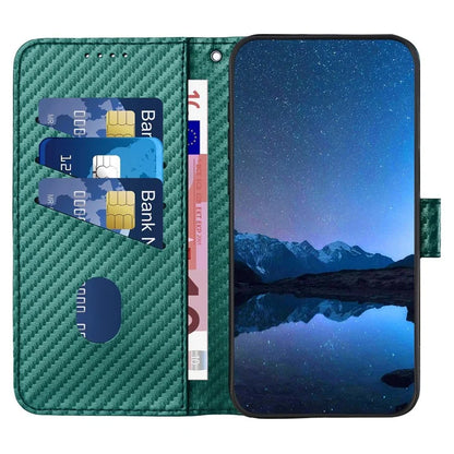 YX0070 For Motorola Moto G 5G (2024) Stand Case Carbon Fiber Texture Leather Phone Coverish Green