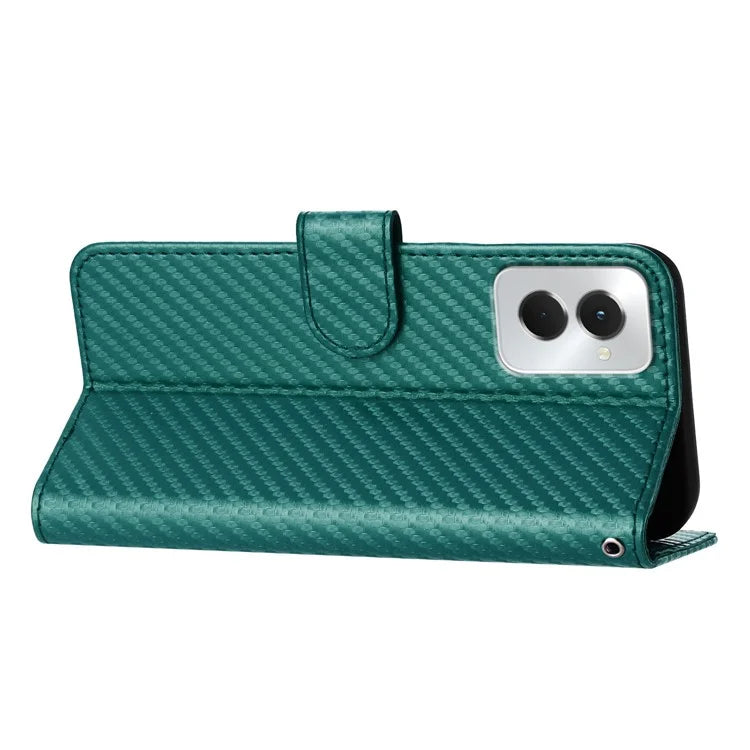YX0070 For Motorola Moto G Power (2024) Case Carbon Fiber Texture Well-protected Leather Phone Coverish Green
