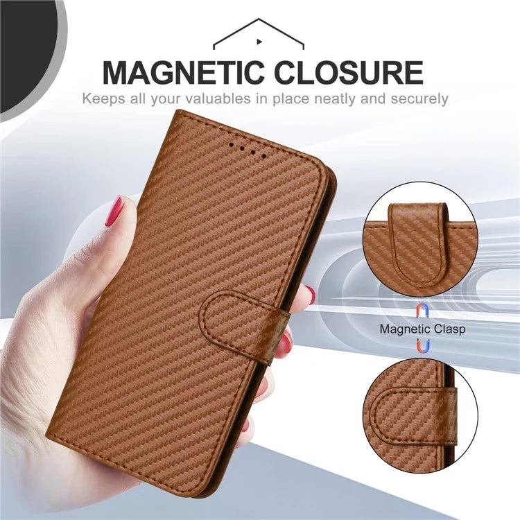 YX0070 For Motorola Moto G Play (2024) 4G Case Carbon Fiber Texture Leather Phone Stand Cover