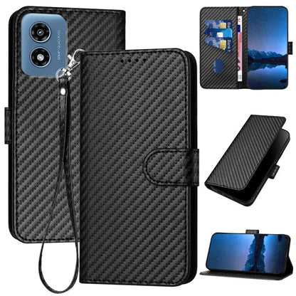 YX0070 For Motorola Moto G Play (2024) 4G Case Carbon Fiber Texture Leather Phone Stand Cover