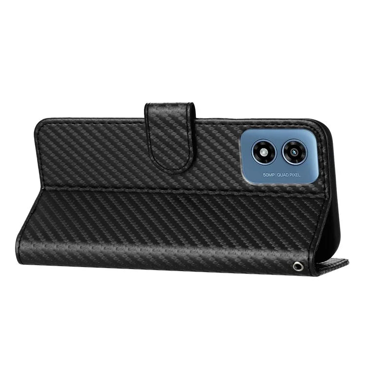 YX0070 For Motorola Moto G Play (2024) 4G Case Carbon Fiber Texture Leather Phone Stand Cover