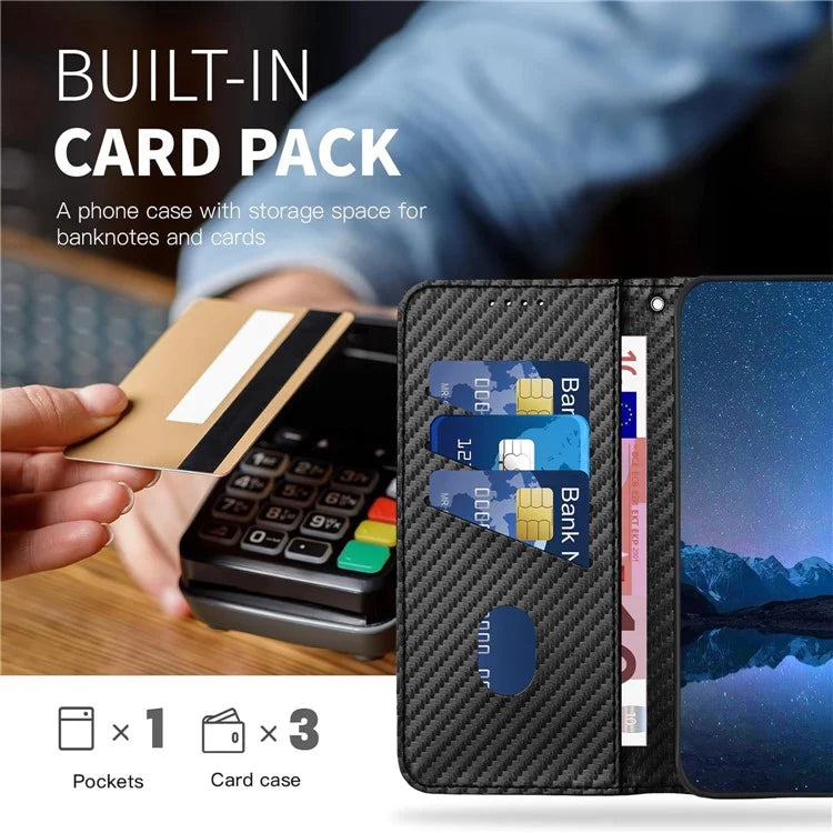 YX0070 For Motorola Moto G Play (2024) 4G Case Carbon Fiber Texture Leather Phone Stand Cover