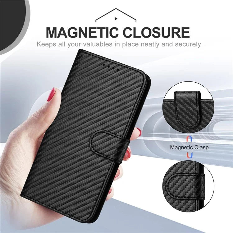 YX0070 For Motorola Moto G Play (2024) 4G Case Carbon Fiber Texture Leather Phone Stand Cover