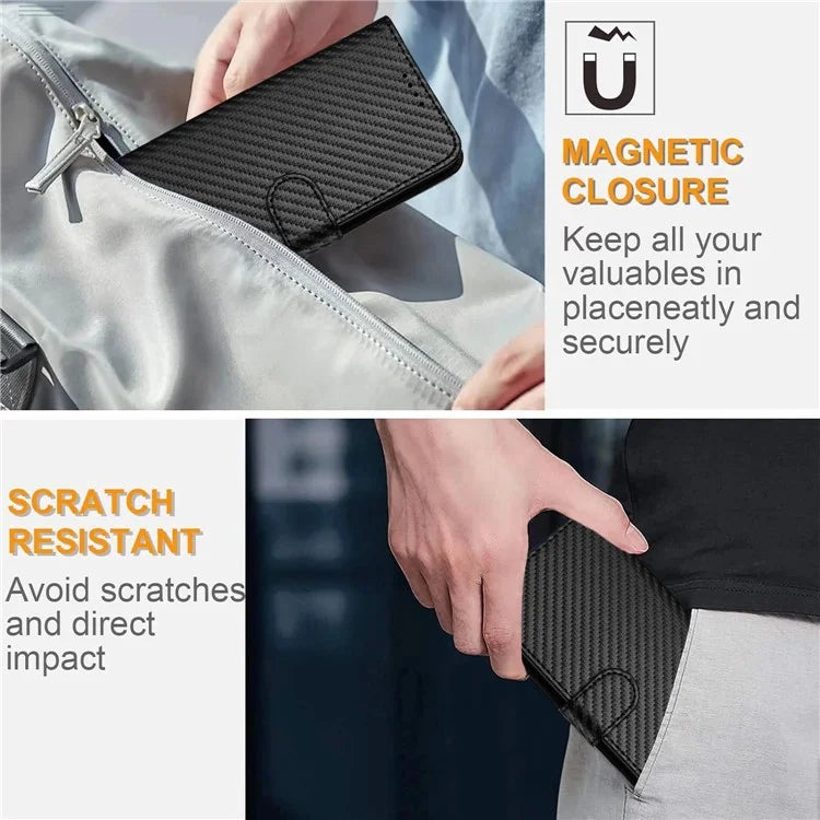 YX0070 For Motorola Moto G Play (2024) 4G Case Carbon Fiber Texture Leather Phone Stand Cover