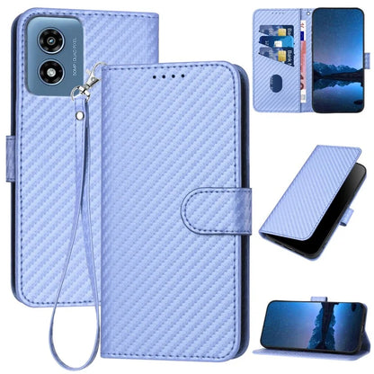 YX0070 For Motorola Moto G Play (2024) 4G Case Carbon Fiber Texture Leather Phone Stand Cover