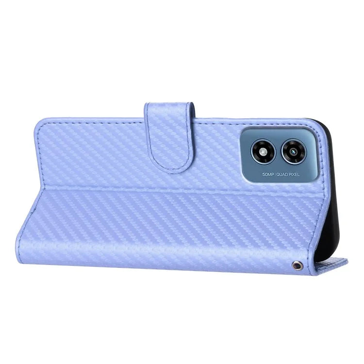 YX0070 For Motorola Moto G Play (2024) 4G Case Carbon Fiber Texture Leather Phone Stand Cover