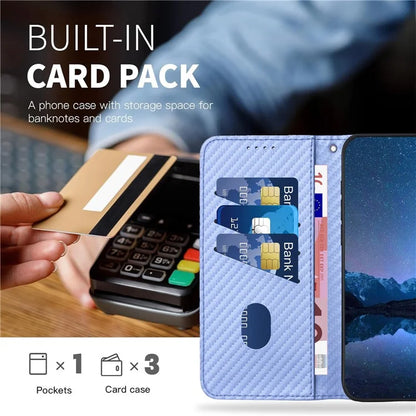 YX0070 For Motorola Moto G Play (2024) 4G Case Carbon Fiber Texture Leather Phone Stand Cover