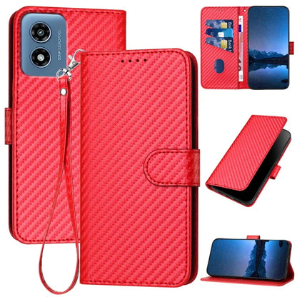 YX0070 For Motorola Moto G Play (2024) 4G Case Carbon Fiber Texture Leather Phone Stand Cover