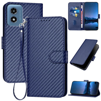 YX0070 For Motorola Moto G Play (2024) 4G Case Carbon Fiber Texture Leather Phone Stand Cover