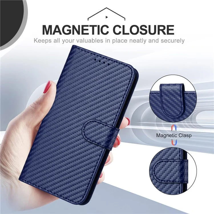 YX0070 For Motorola Moto G Play (2024) 4G Case Carbon Fiber Texture Leather Phone Stand Cover