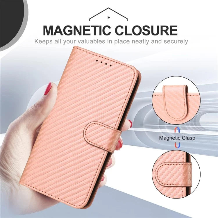 YX0070 For Motorola Moto G Play (2024) 4G Case Carbon Fiber Texture Leather Phone Stand Cover