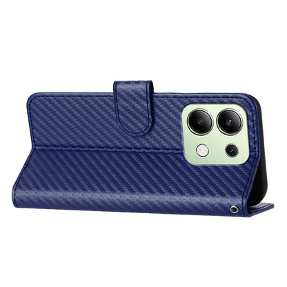YX0070 For Xiaomi Redmi Note 13 4G PU Leather Phone Case Carbon Fiber Texture Stand Phone Cover