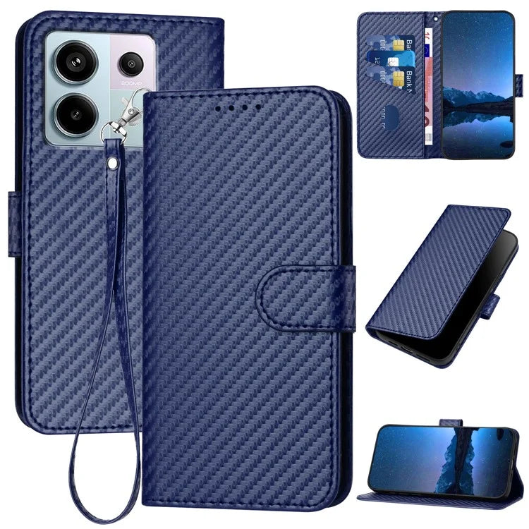 YX0070 For Xiaomi Redmi Note 13 Pro 5G / Poco X6 5G Case Carbon Fiber Texture Leather Wallet Stand Phone Cover
